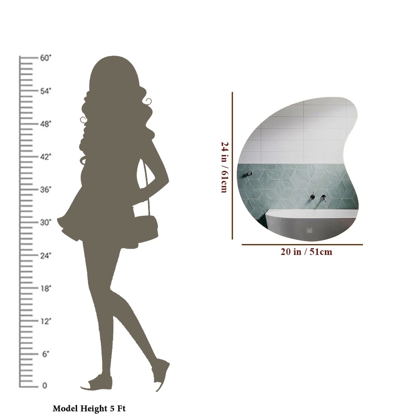 Designer Organic Shaped Wall Mirror with LED Light