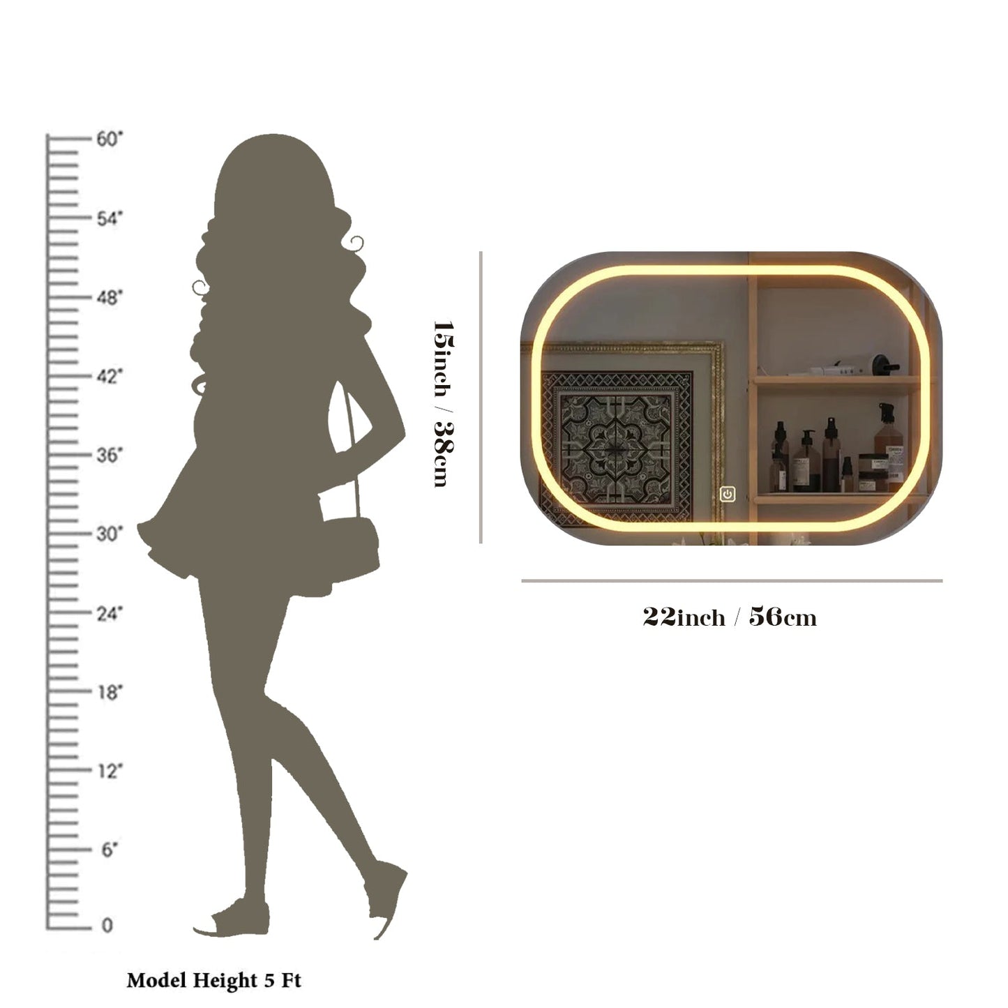 Modern Design LED Curved Rectangle Bathroom Mirror