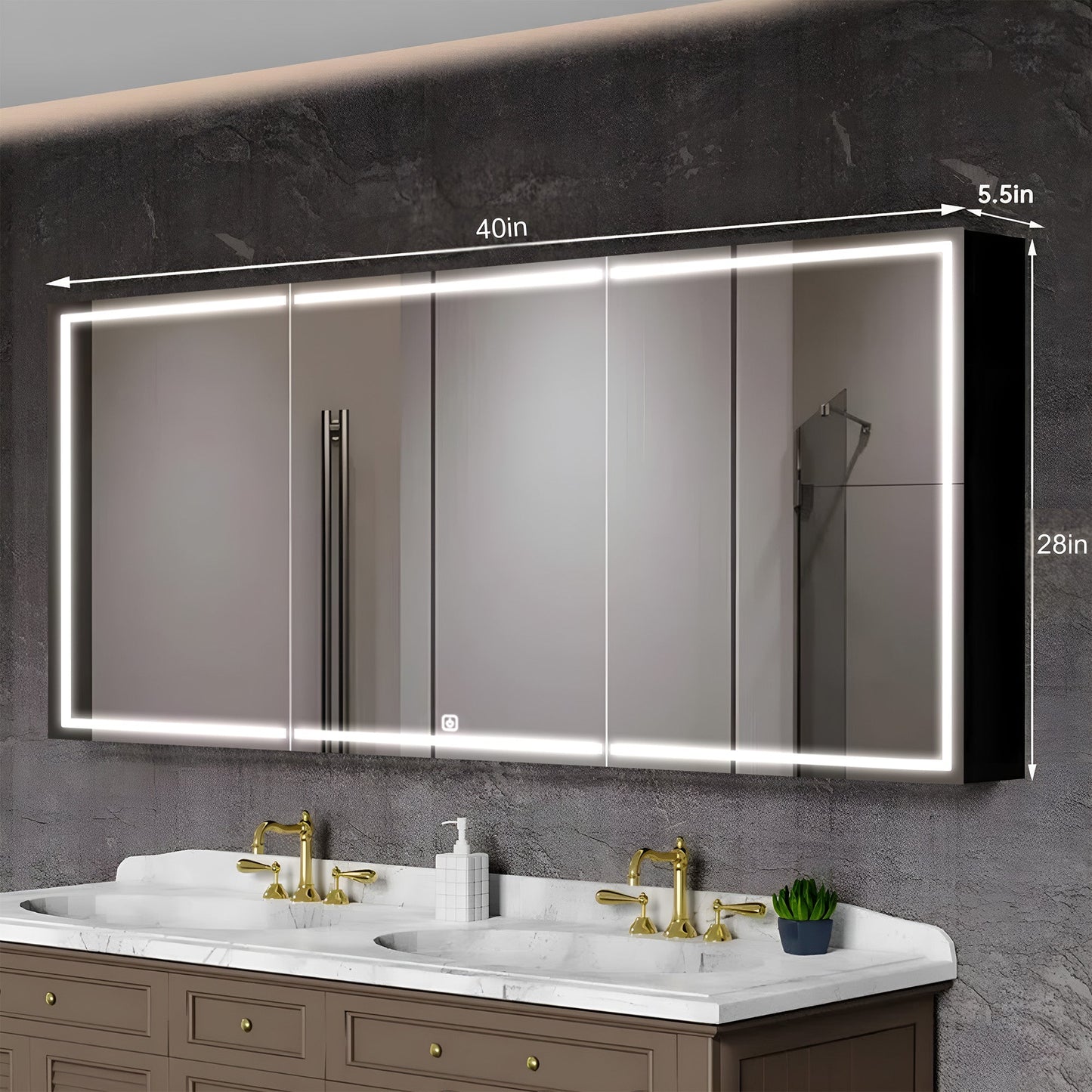 Premium Double Sink Bathroom Mirror with Edge LED Lighting