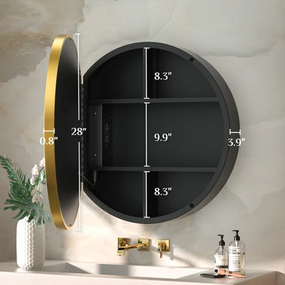 Contemporary Round LED Mirror with Wall Mount