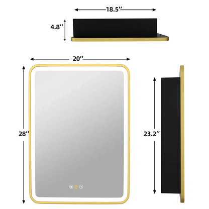 Gold Trimmed LED Mirror for Modern Bathroom