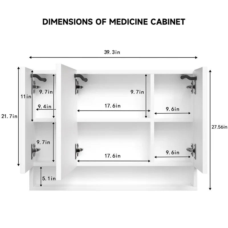 Luxury Bathroom Mirror Unit with LED Lights and Built-in Shelf