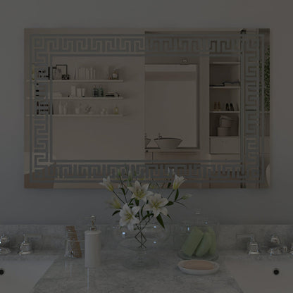 Designer Greek Key Motif LED Rectangular Bathroom Mirror