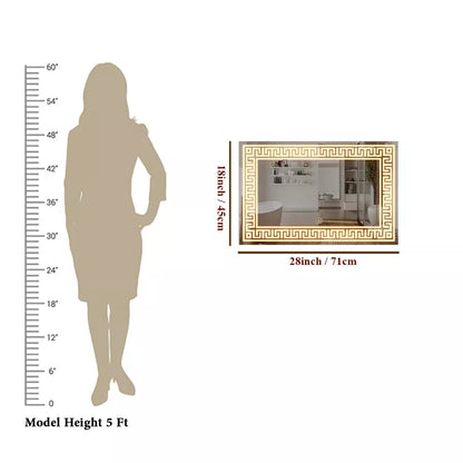 Designer Greek Key Motif LED Rectangular Bathroom Mirror
