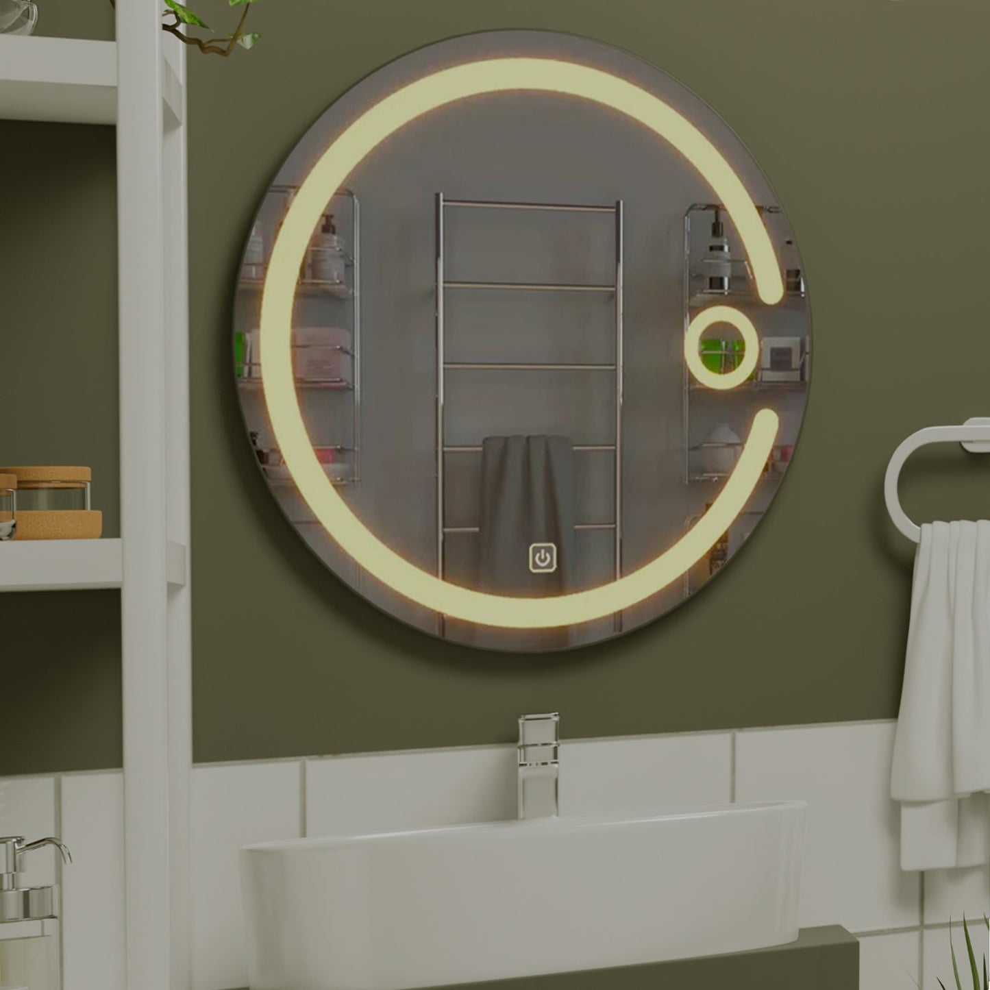 Modern Desinger Illuminating Lunar Bathroom Mirror With LED