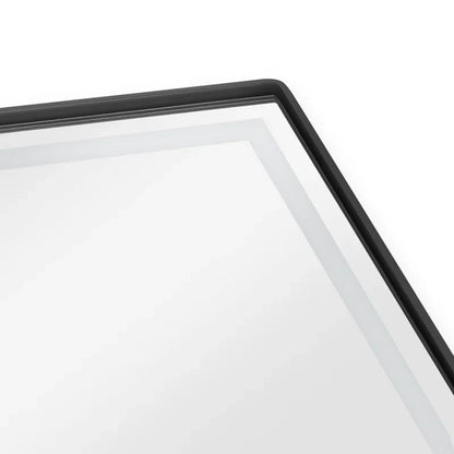 Wall-Mounted Hexagon Mirror with LED Light and Storage Shelves