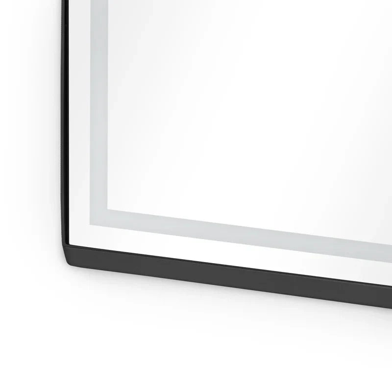 Wall-Mounted Hexagon Mirror with LED Light and Storage Shelves